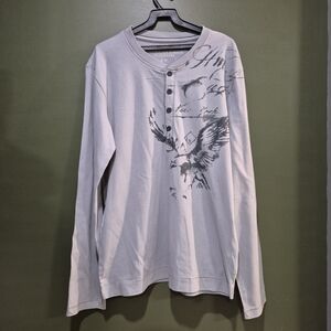 American Eagle Outfitters Gray Henley with Eagle Graphic